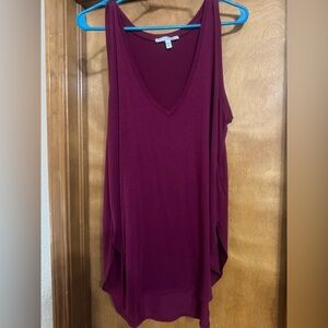 Express Flowy V-Neck Sleeveless Tunic Top - Burgundy
